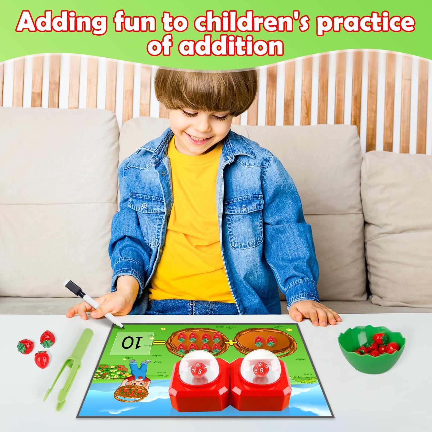 Kasfalci Math Board Games for Kids - Dice Poppers, Addition & Subtraction, Medium Plastic Educational Toys