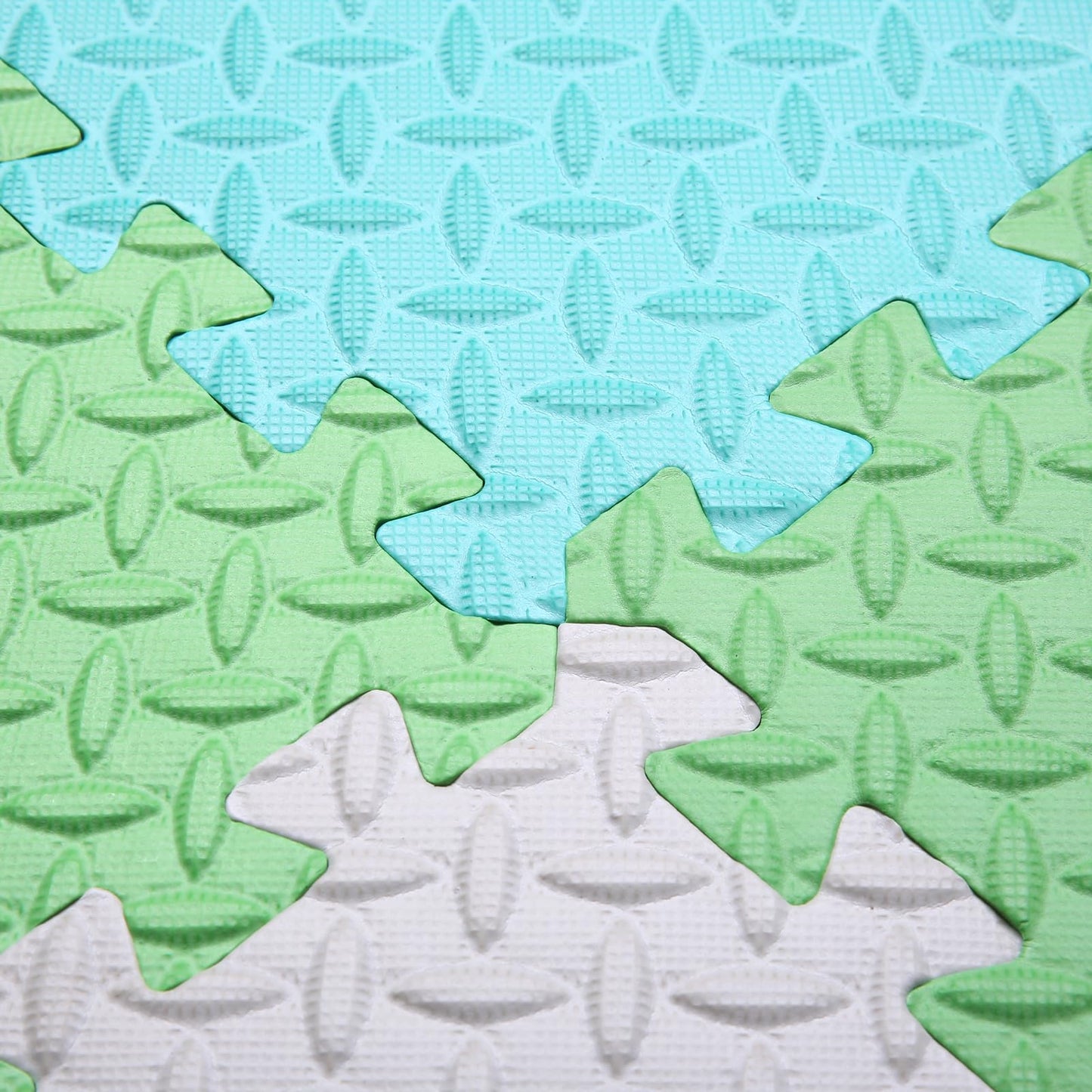Foam Play Mat For Baby, 0.4 Inch Thick Foam Interlocking Floor Mats, Soft Non-Toxic Baby Playmat, Solid Colored Puzzle Play Mat Kids Floor Mats, 16 Tiles, White/Green/Tender Green