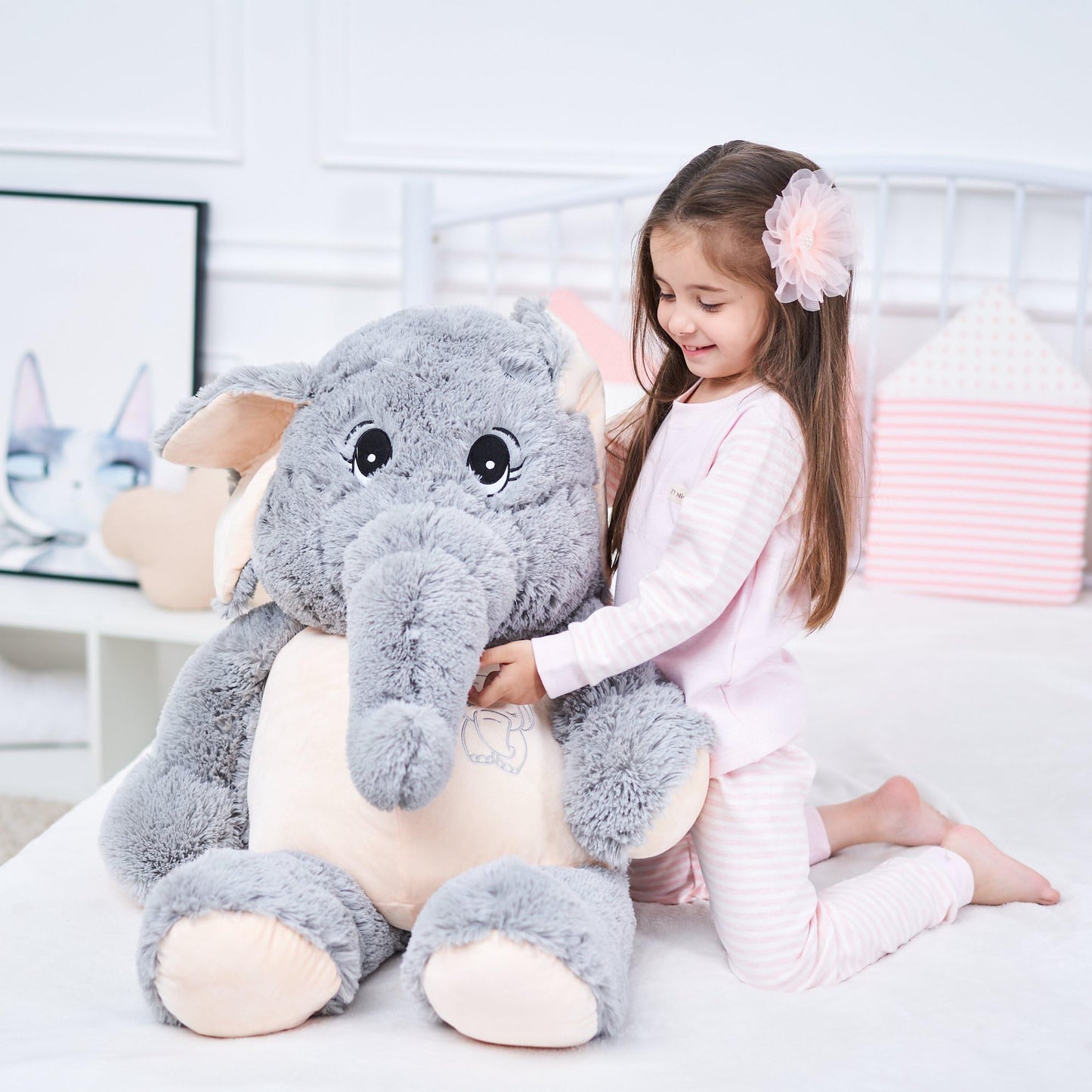 IKASA Giant Elephant Plush Toy - Soft Gray Stuffed Animal, 39 inches, Model 6636529