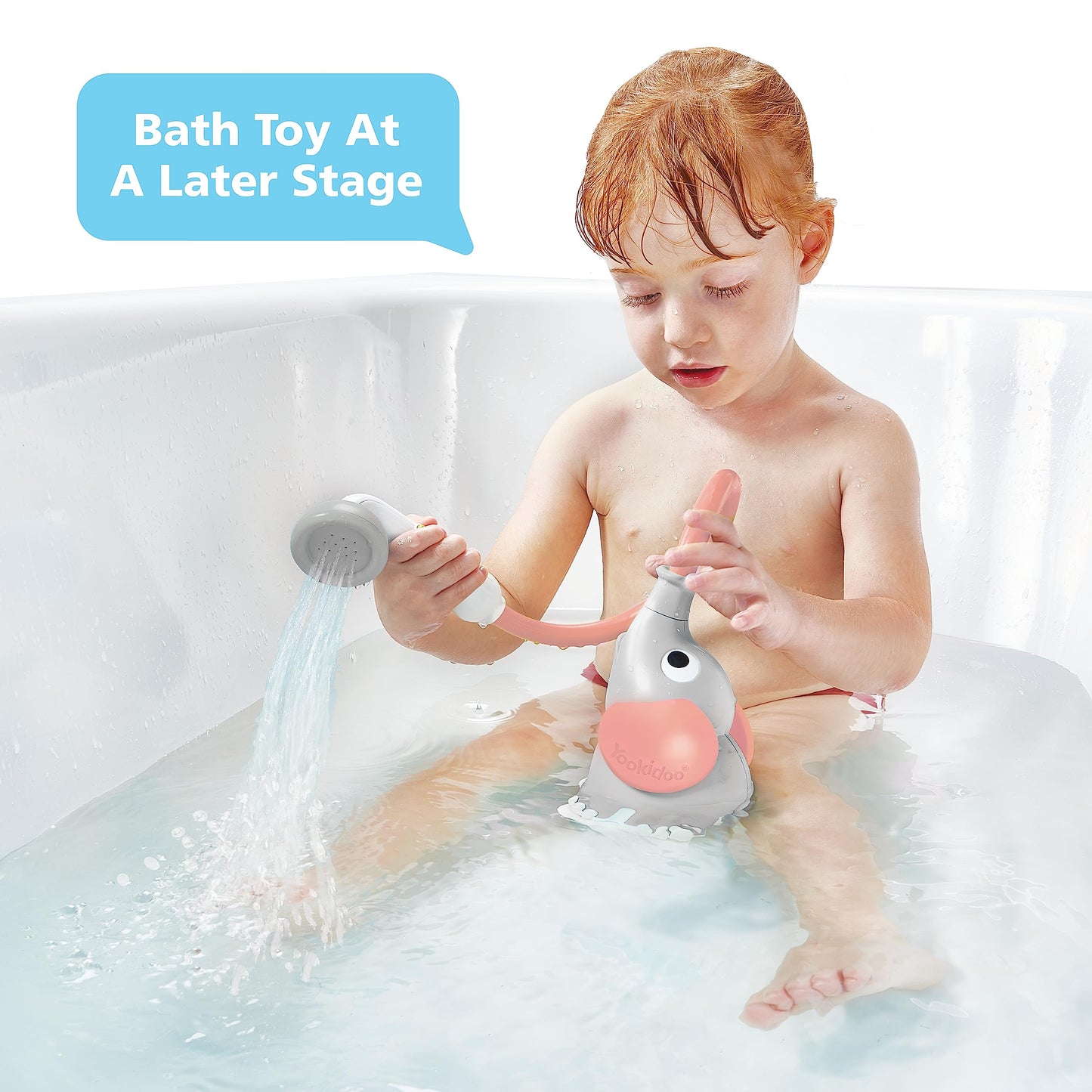 Yookidoo Baby Bath Shower Head - Elephant Bath Toy And Trunk Spout Rinser - For Newborn Babies In Tub Or Sink (Pink)