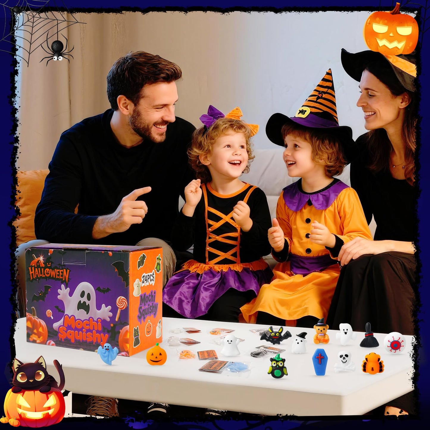 Halloween Mochi Squishy Toys 24 Pack with Gift Cards  Mini Squishy Toys  Halloween Toys Bulk Party Favors for Kids  Trick or Treat  Stress Relief Toys  Birthday Gift  Classroom Prizes