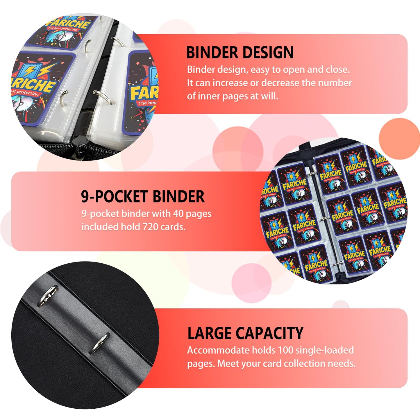 Trading Card Binder for TCG Cards  9-Pocket Portable Card Collector Ablum Holder Book Fits 900 Cards with 50 Removable Sleeve  Waterproof BKM Card Binder Display Storage Carrying Cases for TCG-Storm