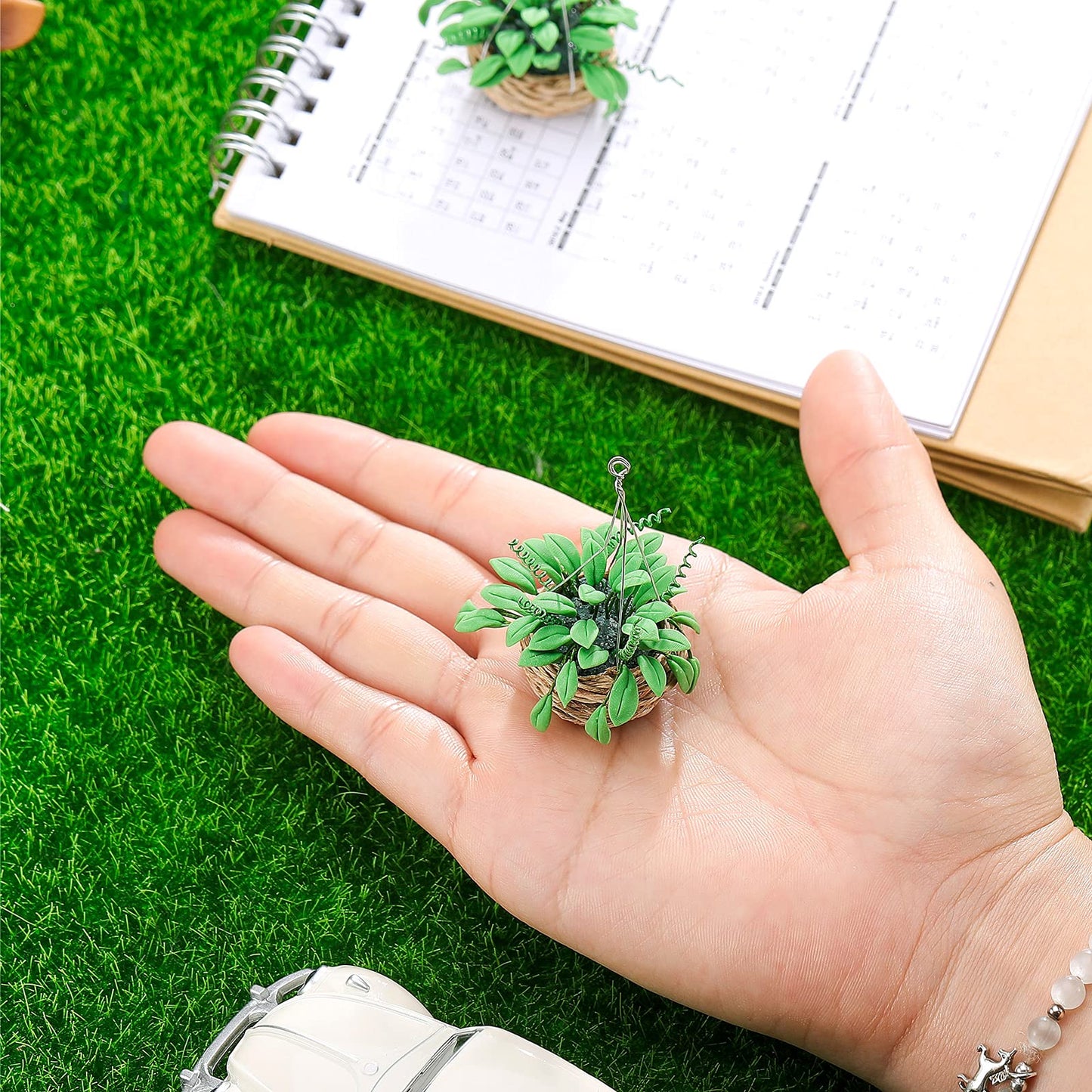 Skylety 2 Pieces 1:12 Miniature Dollhouse Plants Miniature Bonsai Plant Dollhouse Christmas Tree Mini Potted Plant Dollhouse Hanging Plant Pot Model for Toddlers Girls and Boys Toys DIY