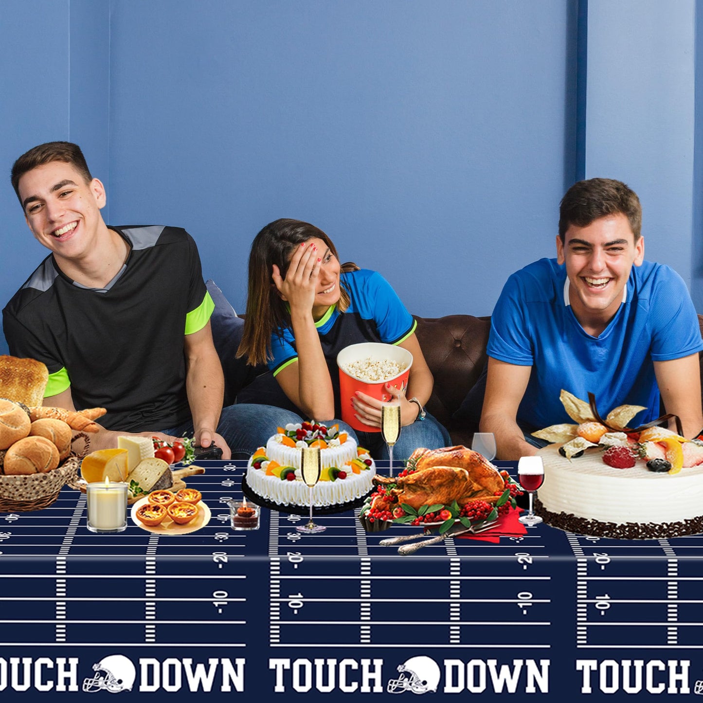 Rejoice Bunny 3Pcs Football Party Tablecloths Sport Themed Party Decorations American Rugby Tablecloth Banner Game Day Disposabl
