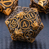 KERWELLSI 7Pcs Nature Vines Leaf Metal DND Dice Set D&D with Gift Box, Ancient Gold Polyhedral Handmade Dungeons and Dragons Dic