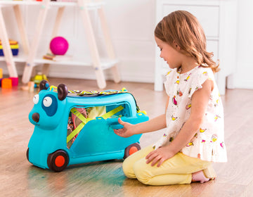 B. toys On The Gogo Woofer Ride-On Suitcase - Multicoloured Kids Luggage for Travel - Carry-On Size, Ages 2+