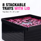 8 Puzzle Sorting Trays With Lid 8'' X 8'' - Jigsaw Puzzle Accessories Black Background Makes Pieces Stand Out To Better Sort Pat