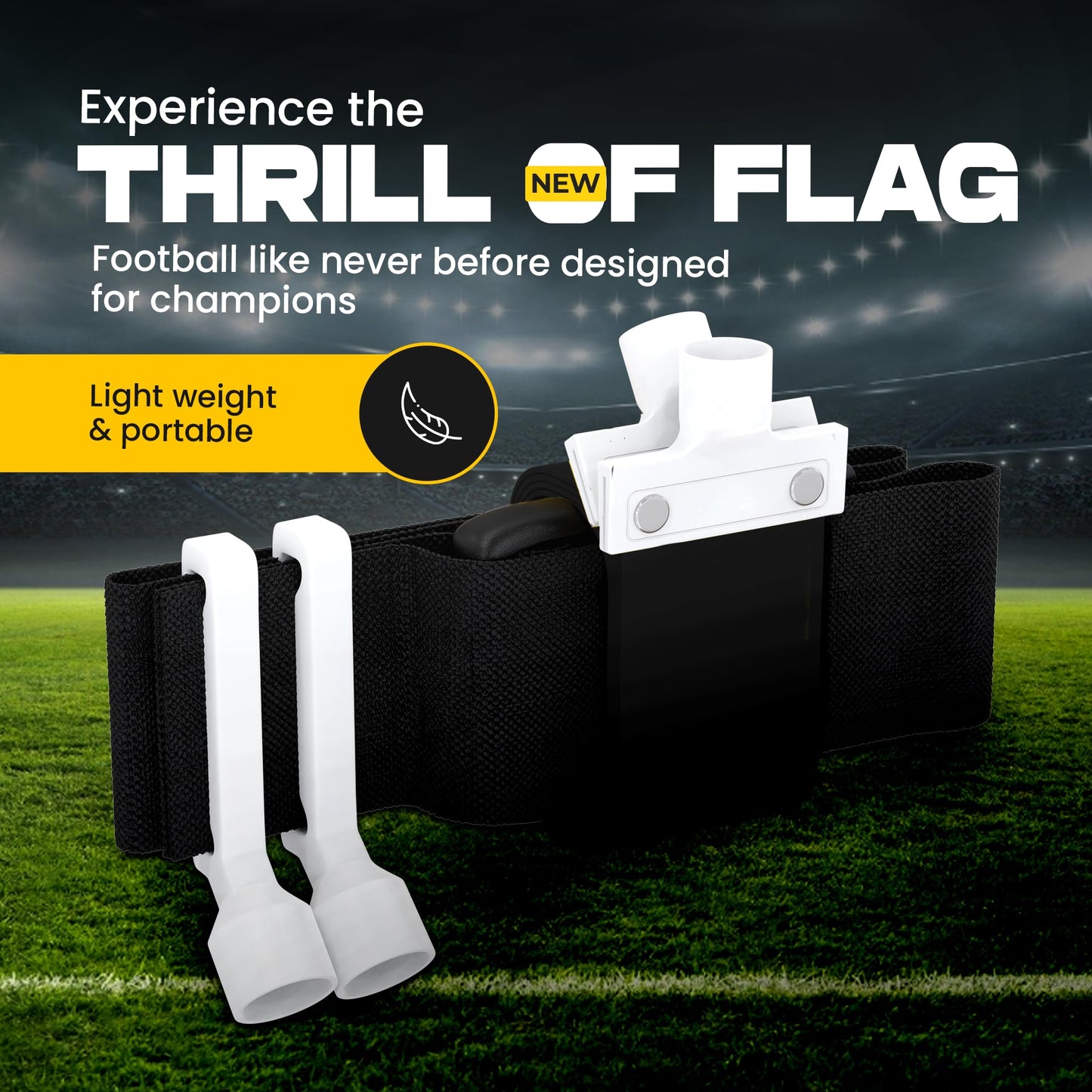 Gameday- 6 Player Pop Flag Football Set-Complete W/Flags, Belts And Carry Backpack (Black)