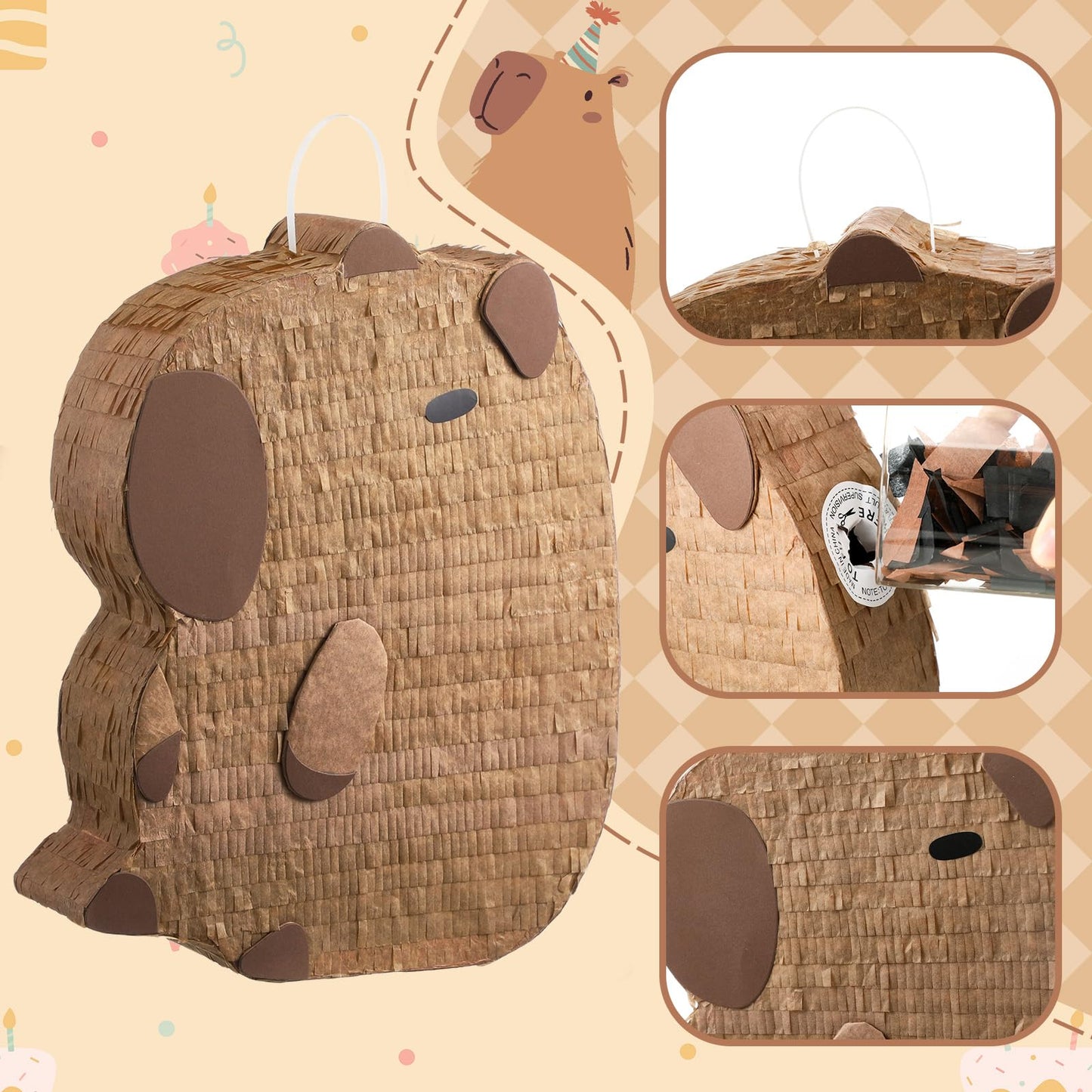 Seenelling Capybara Piñata - Brown Fiesta Party Decor, Holiday Photo Prop, Model QAR-Seenelling-3438
