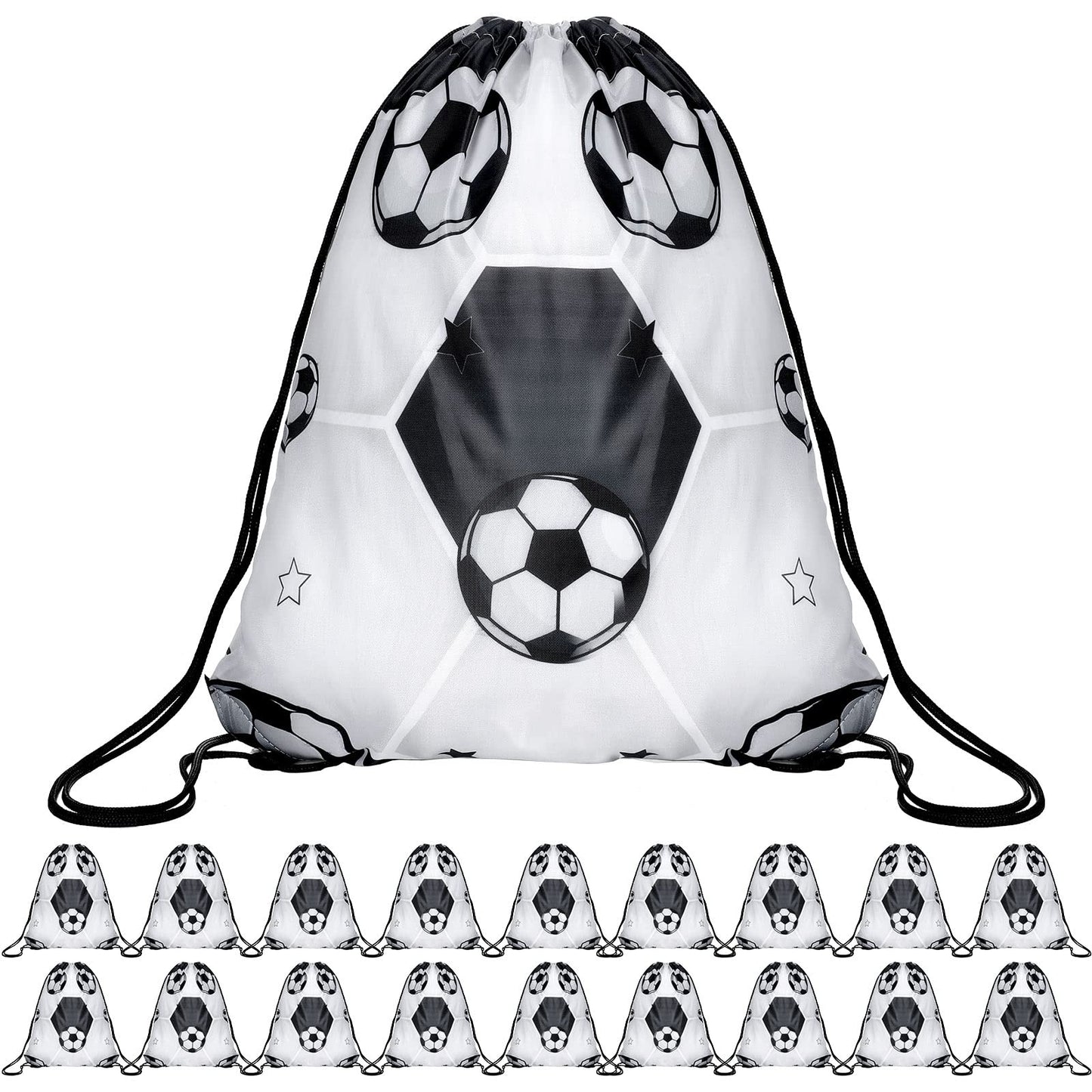 Coume 20 Pack Soccer Drawstring Bags 12 x 10 Inch Portable Sports Backpack Soccer Party Favors for Girls Boys Birthday Goodie Ba
