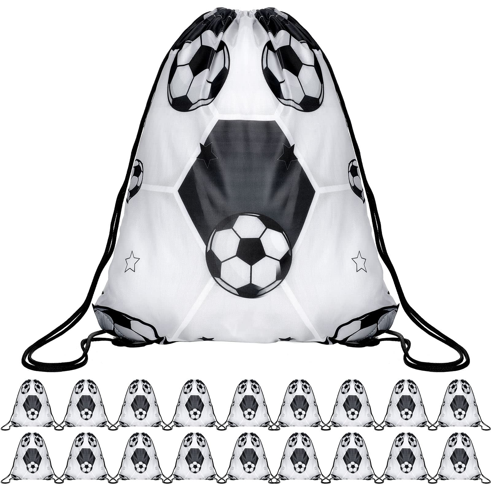 Coume 20 Pack Soccer Drawstring Bags 12 x 10 Inch Portable Sports Backpack Soccer Party Favors for Girls Boys Birthday Goodie Ba