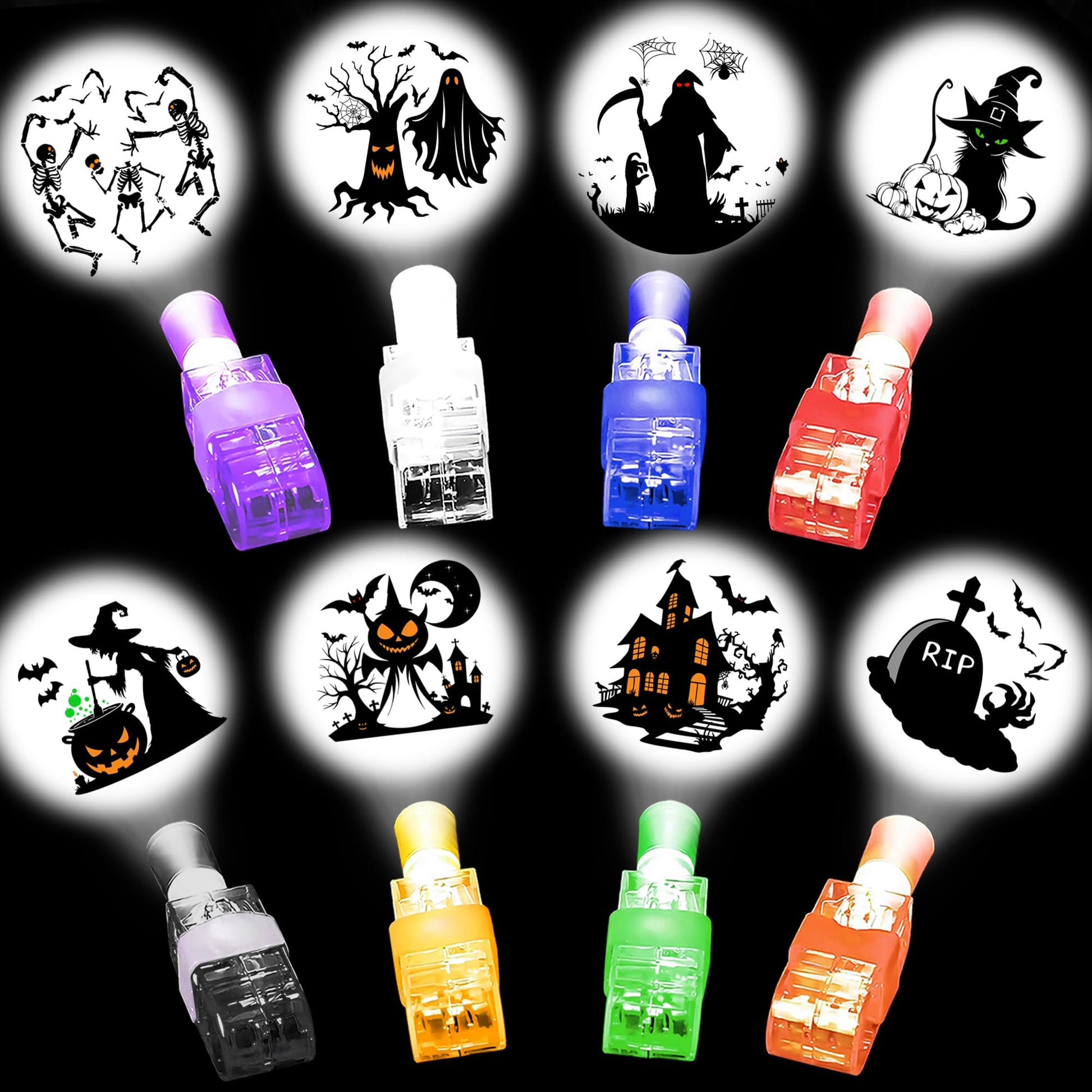 Yizeda 32pcs Halloween LED Finger Lights Halloween Party Favors for Kids Glow in The Dark Toys Trick or Treat Halloween Treats G