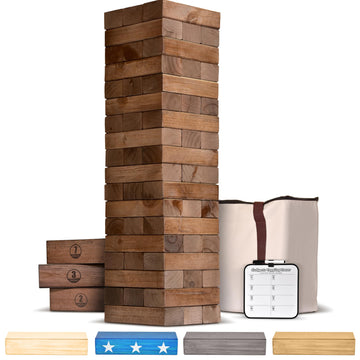 Gosports Giant Wooden Toppling Tower - Stacks Up To 5 Ft - Brown Wood Stain