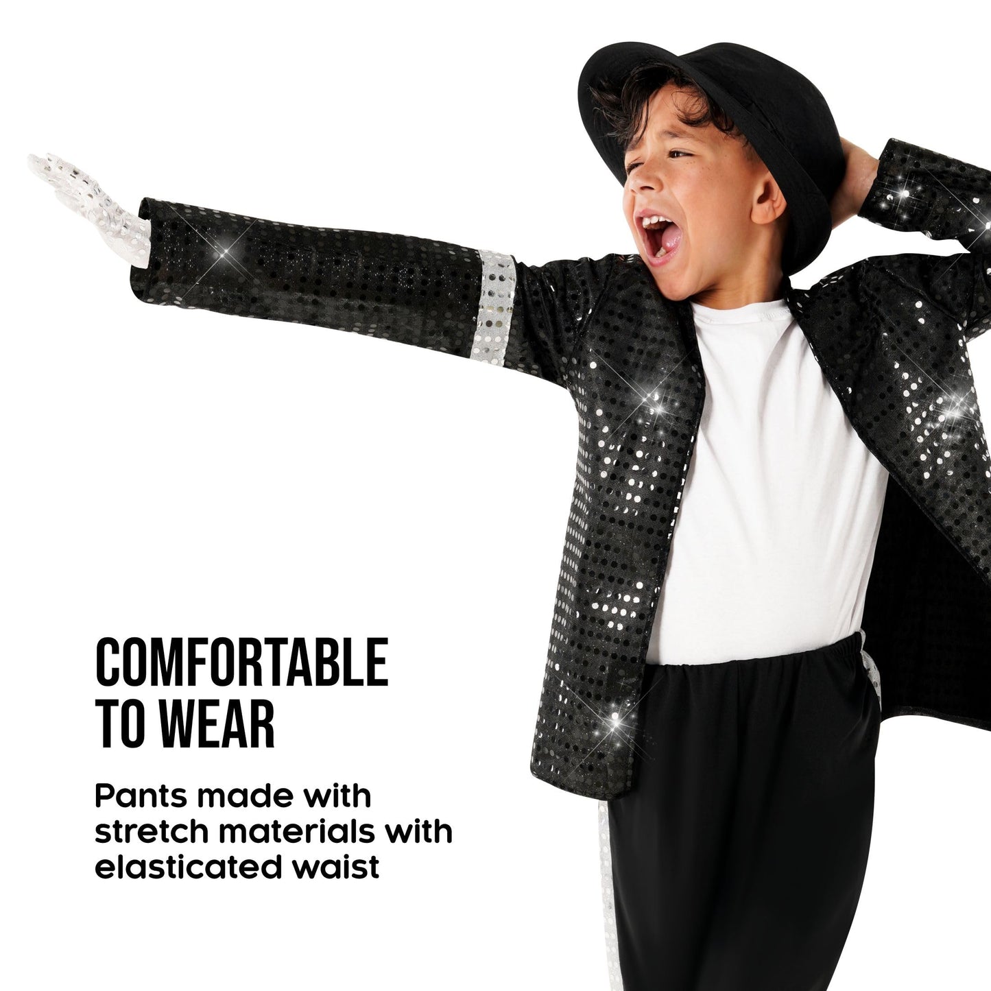 Morph Popstar Costume for Kids 80s Disco Outfits for Boys Retro Costume Kids 80s Party Wear Fun Dress Up, Medium