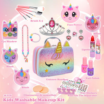 Kids Makeup Kit for Girl - Girls Makeup Kit for Kids, Little Girls Make up Set, Washable Kid Makeup Toy for Toddlers Children Pr
