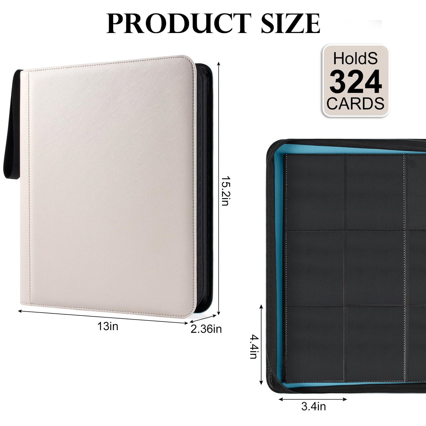 GEAoffice Archival Safe Top Loader Binder Holds 324 Cards  9 Pocket Trading Card Binder for Toploader 3?4 Rigid  enhanced Card Collection Album Folder Holder for MTG  TCG  Sports Cards  White