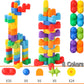 RAINBOW TOYFROG Building Blocks Toys for Toddlers-Educational Development STEM Toys-Safe Skill Building Toys for Boys&Girls - Set of 74pcs with Alphabet &Umber Stickers - Included Storage Bag