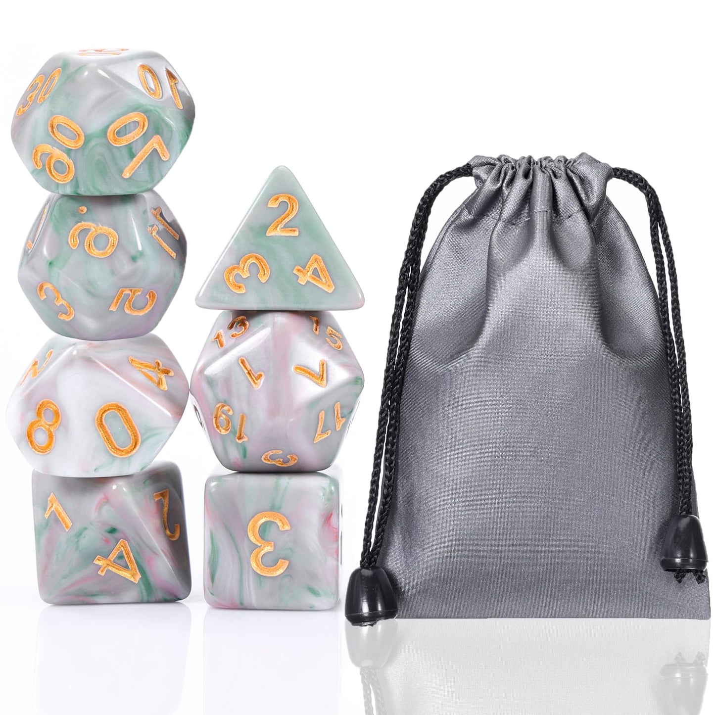Role Playing Dice Set - 16mm Polyhedral DND Dice in Mixed Colors (Red, Dark Green, Light Green) - Perfect for Dungeons and Drago