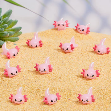 Lewtemi 12 Pieces Mini Resin Axolotl Charm Valentine'S Day Axolotl Tiny Animal Figurine Gifts Miniature Garden Landscape Aquarium Dollhouse Ornament Potted Plants Decoration Diy Crafts (Pink)