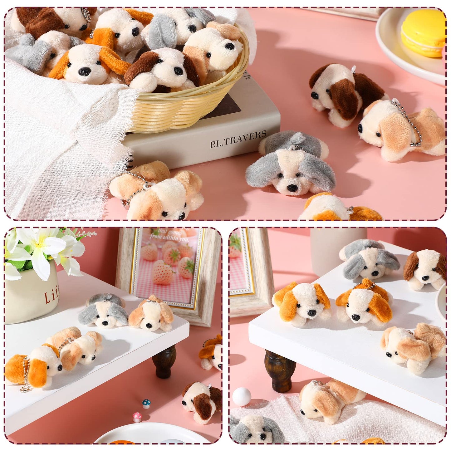 Sosation 20 Pcs Mini Plush Stuffed Puppy Bulk Valentine'S Day Gift Dog Party Favor Gift Toy Soft Plush Dog For Goodie Bag Filler