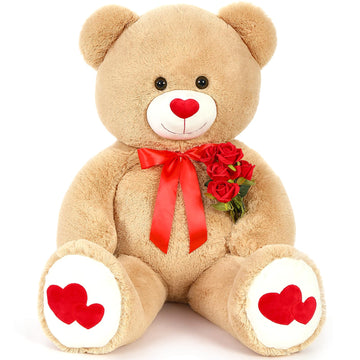 Beniny Red Heart Giant Teddy Bear 6Ft, Big Teddy Bear Stuffed Animals With Embroidered I Love You For Girlfriend Christmas Birth