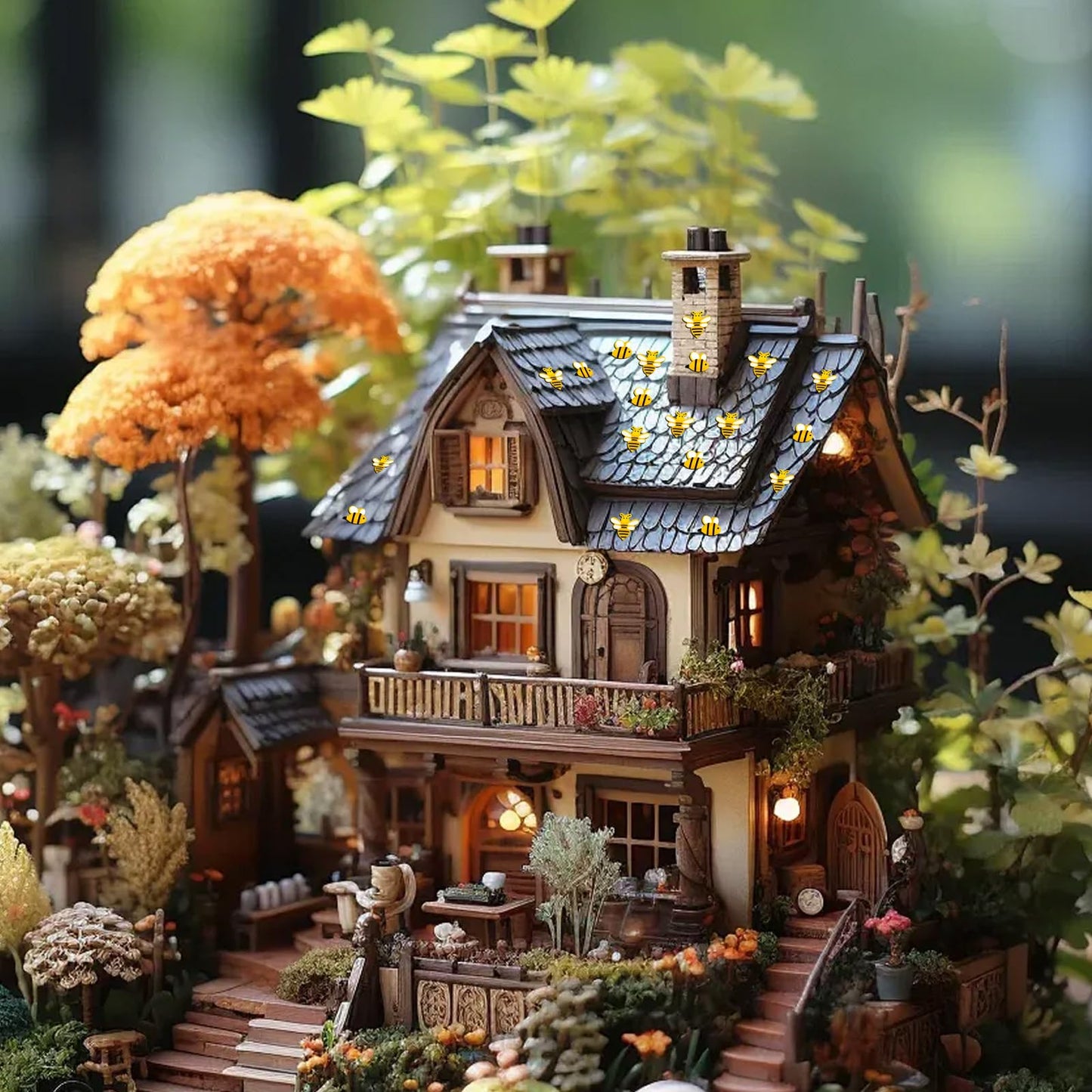 200Pcs Micro Resin Bee Decor Dollhouse Tiny Bee Decorations For Party Mini Resin Animals For Garden Micro Landscaping Bee Party Decorations