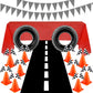 30 Pcs Checkered Racing Car Party Decorations Checked Race Flag Tablecloth Mini Traffic Cones Racing Pennant Banner Race Track Running Mat Tire Tubes Swimming For Decor (Red Tablecloth)