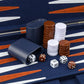 Reriver Backgammon Set 2 Players Classic Backgammon Sets For Adults Board Game With Pu Leather Case Portable And Travel Backgammon Set (Navy, 18Inch)