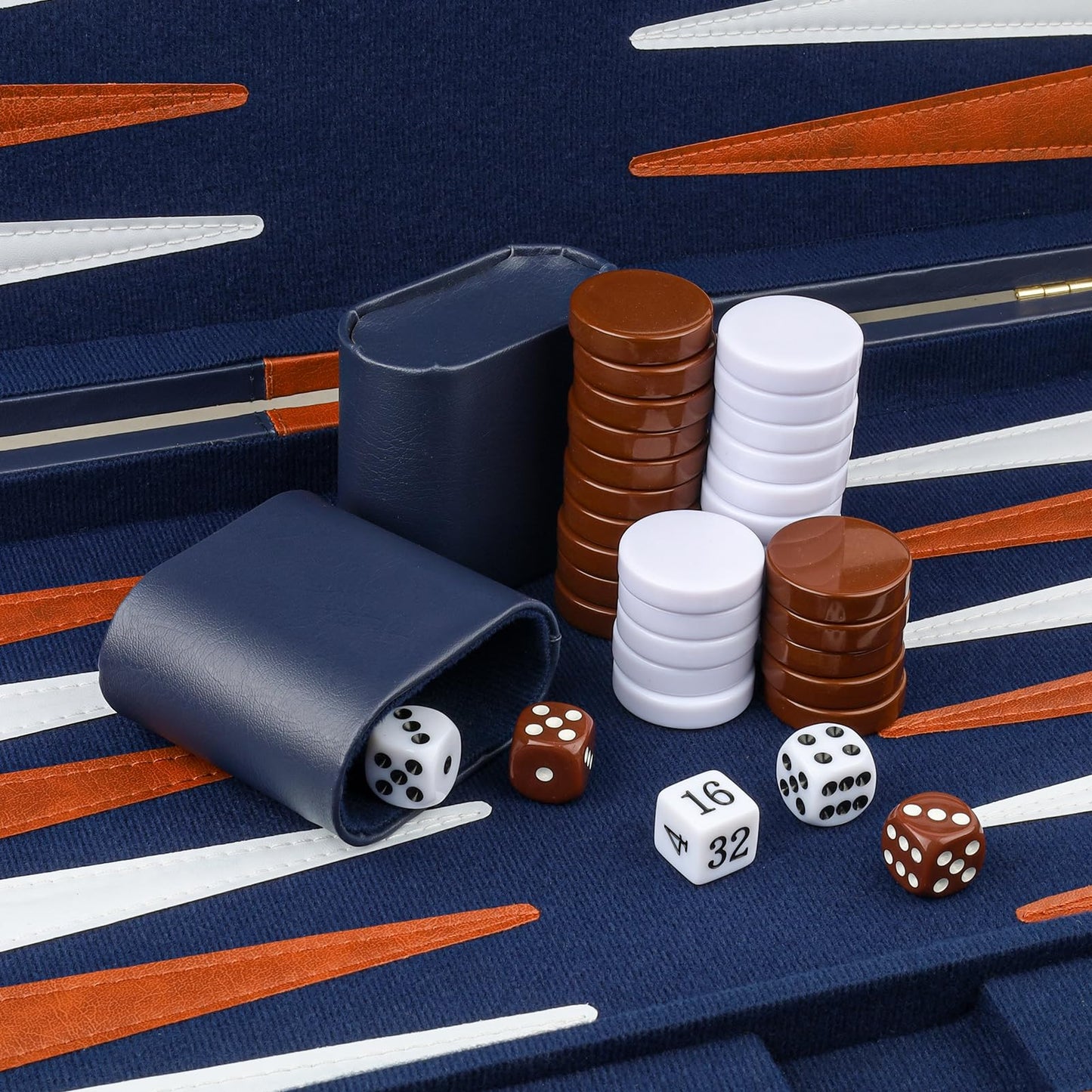 Reriver Backgammon Set 2 Players Classic Backgammon Sets For Adults Board Game With Pu Leather Case Portable And Travel Backgammon Set (Navy, 18Inch)