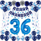 Naninuneno 36Th Blue Birthday Party Decorations For Boy Girl Men Women, Happy 36 Birthday Balloons Supplies With Happy Birthday
