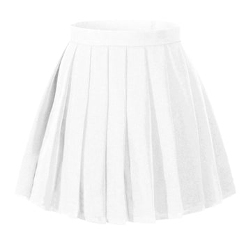 Beautifulfashionlife Womens Pleated Band Show Perfermance Skirt (S,White)