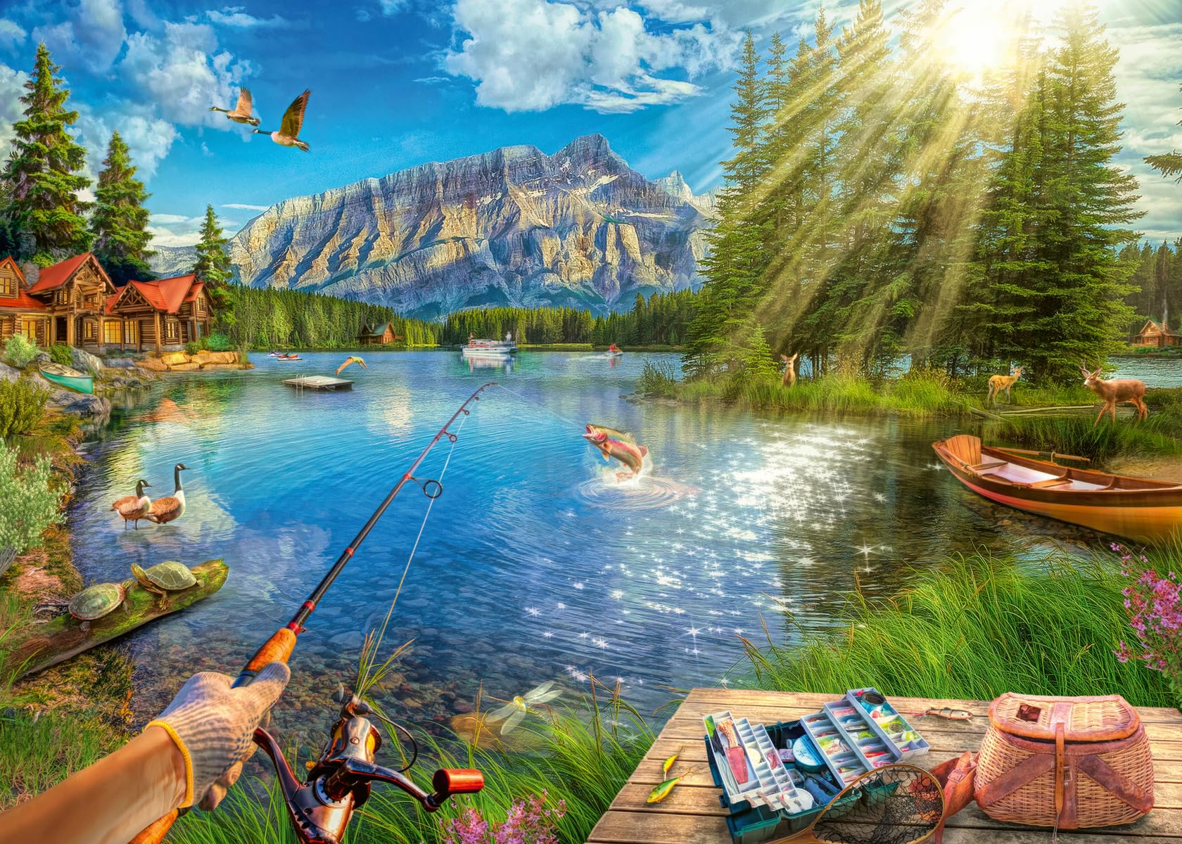 Ravensburger - Life at The Lake - 1000 Piece Jigsaw Puzzle - Stunning Imagery of The Favorite Fishing Spot - Vibrant Colors - Frameable - enhanced Quality - Puzzles for mature-themeds