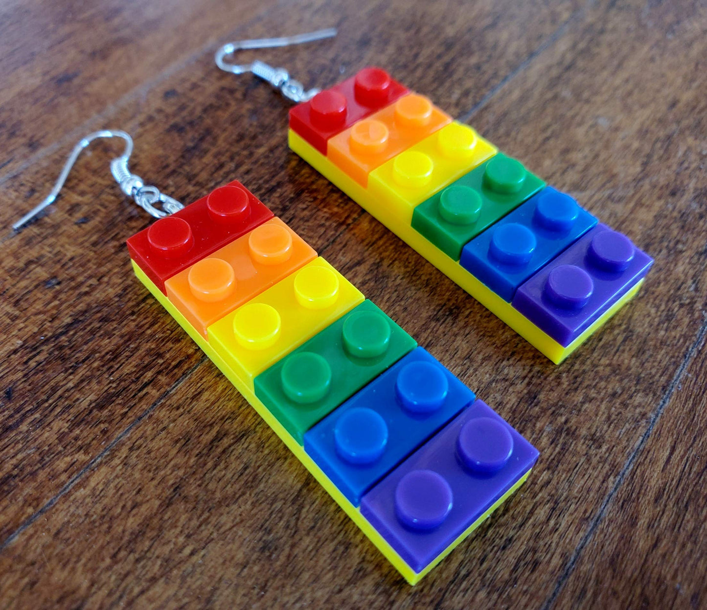 Long Colorful Lego Building Blocks Dangle Earrings By Pashal
