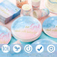 Hushee 200 Pcs Gender Reveal Baby Shower Paper Plates Napkins Cups Baby Shower Party Supplies Tableware Set Disposable Cup Napki
