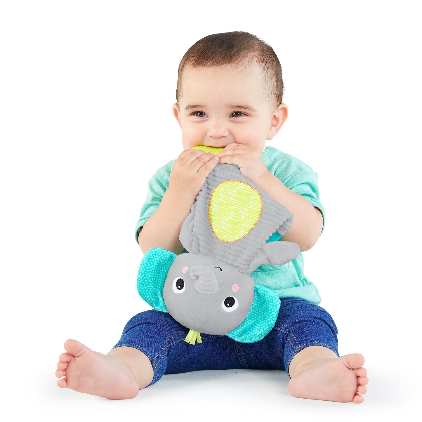 Bright Starts Snuggle & Teethe Bpa-Free Crinkle Teething Plush Baby Toy - Elephant