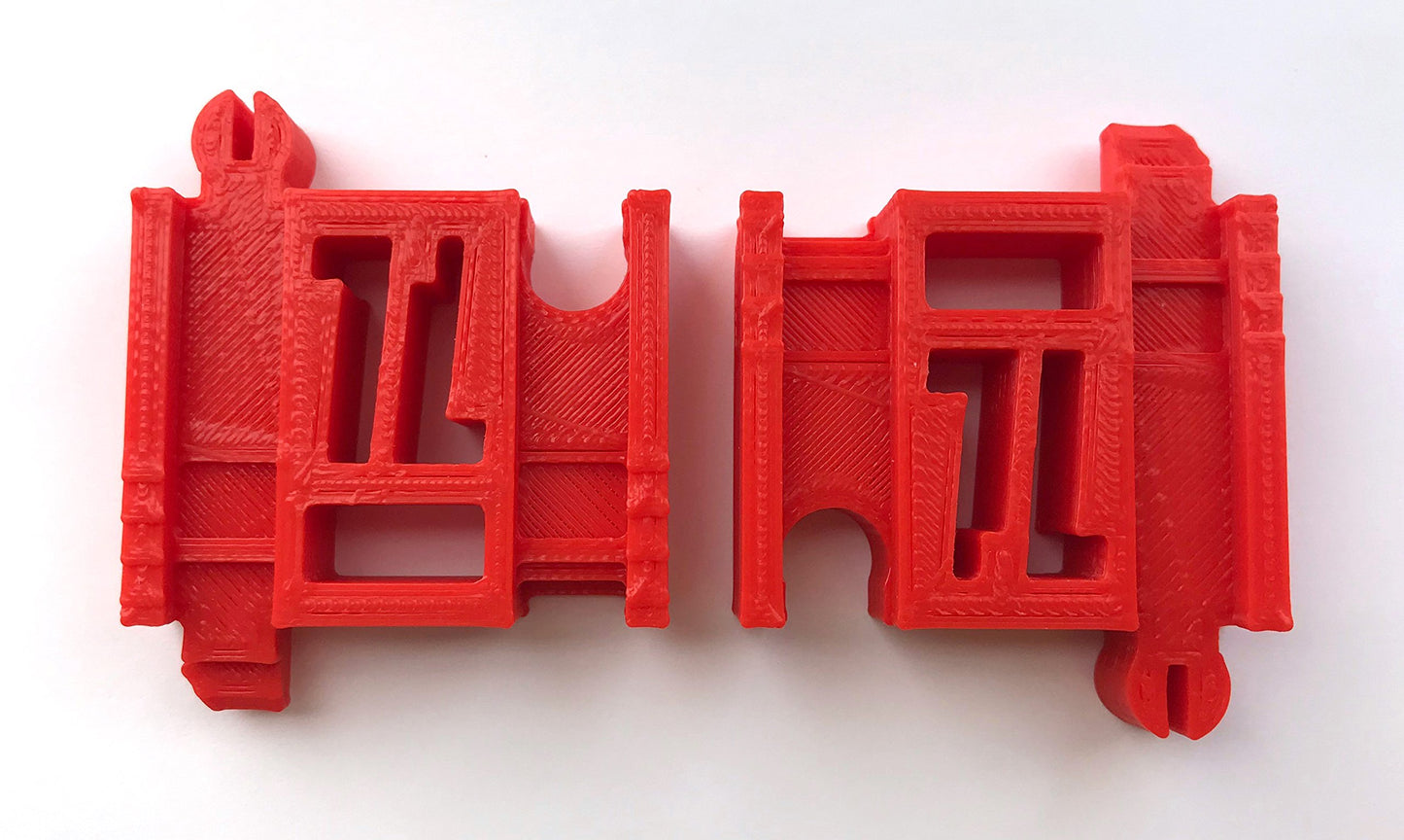 TrainLab.com adapters compatible with Thomas & Friends TrackMaster New Gray & Old Brown tracks  essential Trackmaster track accessories for easy expansion! (2pc) (Red)