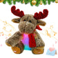 Bstaofy Led Musical Reindeer Christmas Stuffed Animal Creative Singing Elk Soft Plush Toy Night Light Up Colorful Cute Elk Plush Soft Lovely Toy Bedtime Doll Birthday Gifts, 12''