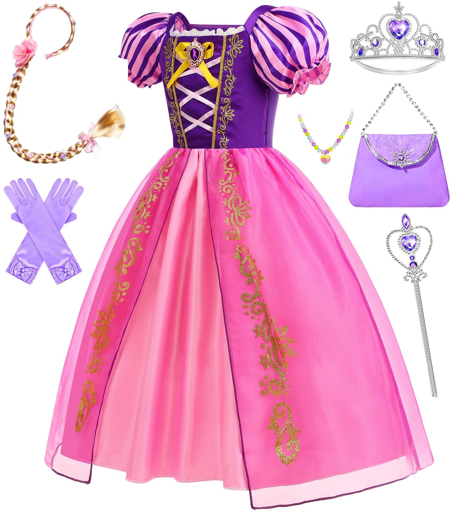 Syoimy Princess Dress For Girls Princess Dress Up Costume Birthday Party Halloween Cosplay Costume With Accessories
