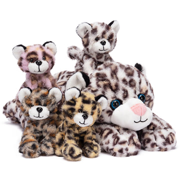Ikasa Mommy Leopard Stuffed Animal Mom And Baby Cheetah Plush Toy, Cute 18'' Soft Small Mama Family Set Toys With Little Mini Ba