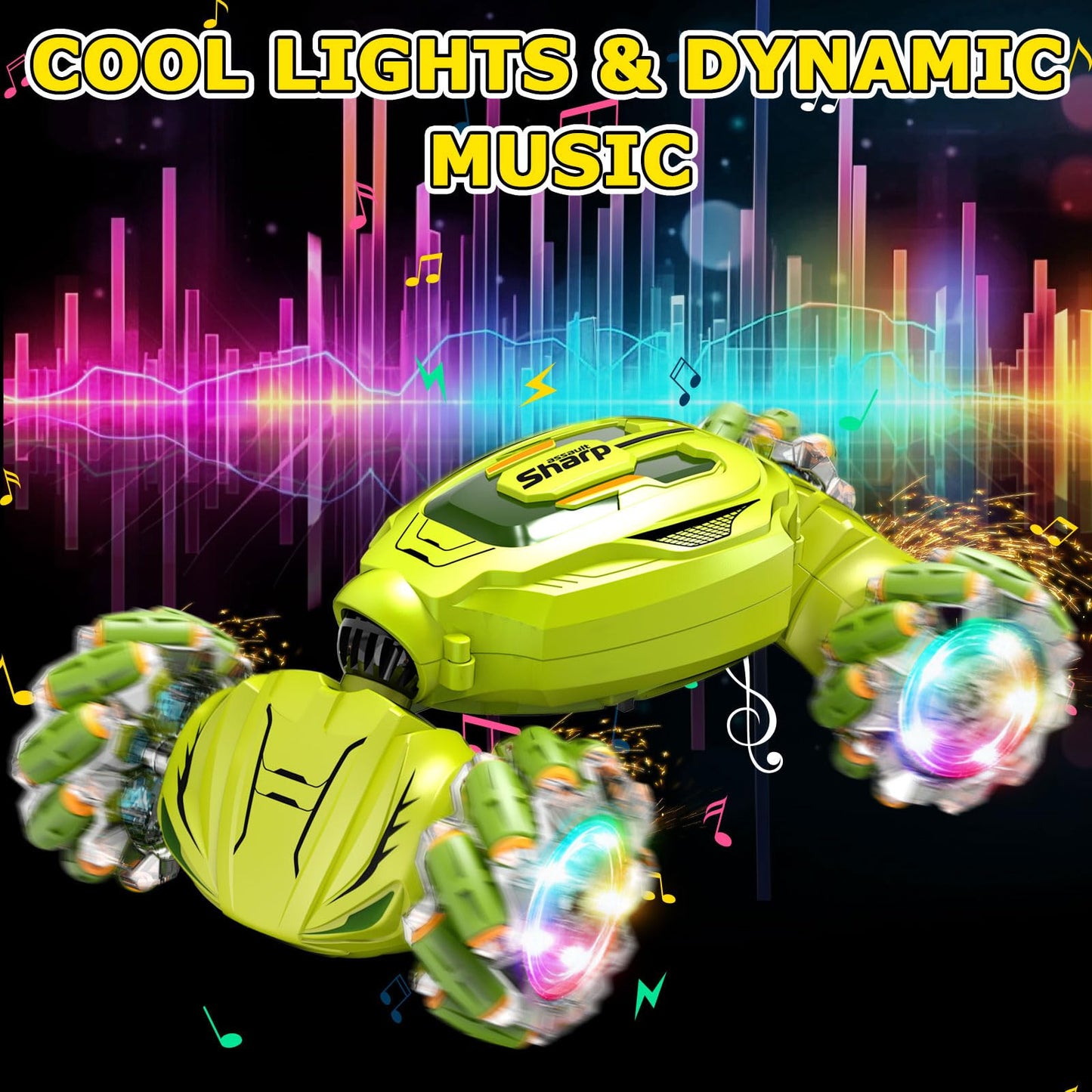 NESTALK Gesture Sensing RC Stunt Car Toys for Boys 6-12 Years Old, 2.4GHz Hand Controlled Car with Light & Music 360 Rotation 4W