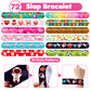 144PCS Party Favor Classroom Prizes For Kids - 72 Temporary Pre-Cut Tattoos & 72 Slap Bracelets - Fun Party Favors for Boys & Gi