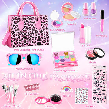 GIFTINBOX Kids Makeup Kit for Girl Toys, Washable Girls Makeup Kit for Kids with Bag, Makeup Sets for Girls Toddler Princess Toy