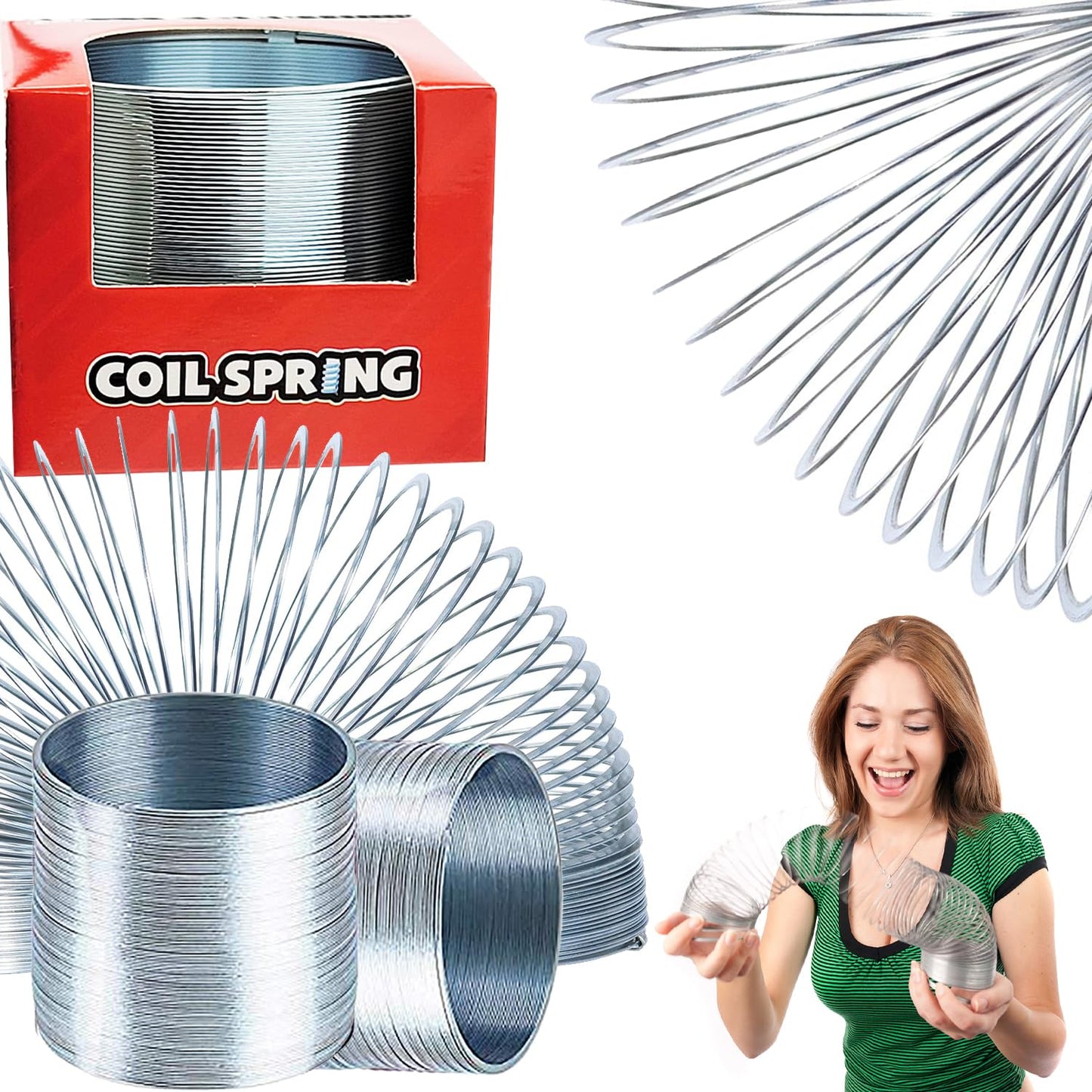 The Dreidel Company Silver Metal Coil Spring, Goody Bag Fillers, Party Favor For Kids, Variety Of 2.4' (60Mm) Individually Boxed (Single)