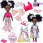 Zqdoll Black Doll And Black Baby Doll Clothes 14.5 Inch African American Silicone Girl Doll With 2 Sets Clothes And Travel Equip