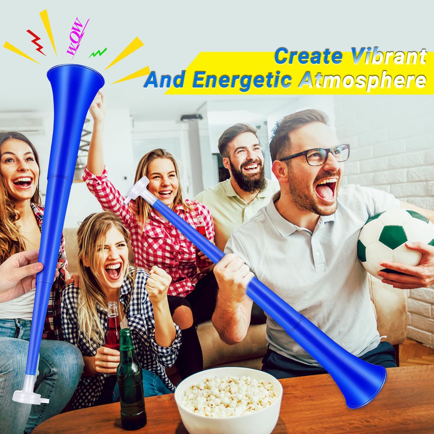 Collapsible Stadium Horn 24 Inch Vuvuzela Plastic Trumpet Horn Blow Horn Noisemakers Loud Sound Soccer Horn Cheer Horn For Sport