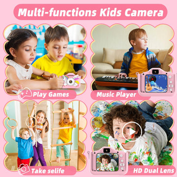 Kids Camera For Girls Boys Toddlers Childrens Age 3-8 Digital Selfie With 64Gb Card For Son Daughter Grandson Granddaughter Chri