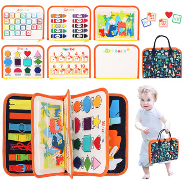 Tunjilool Montessori Busy Board For Toddlers - 8 In 1 Sensory Activity Board, Quiet Book & Educational Learning Toy For Boys & Girls 3+, Travel Sensory Board For Toddler Development(Dark Blue)