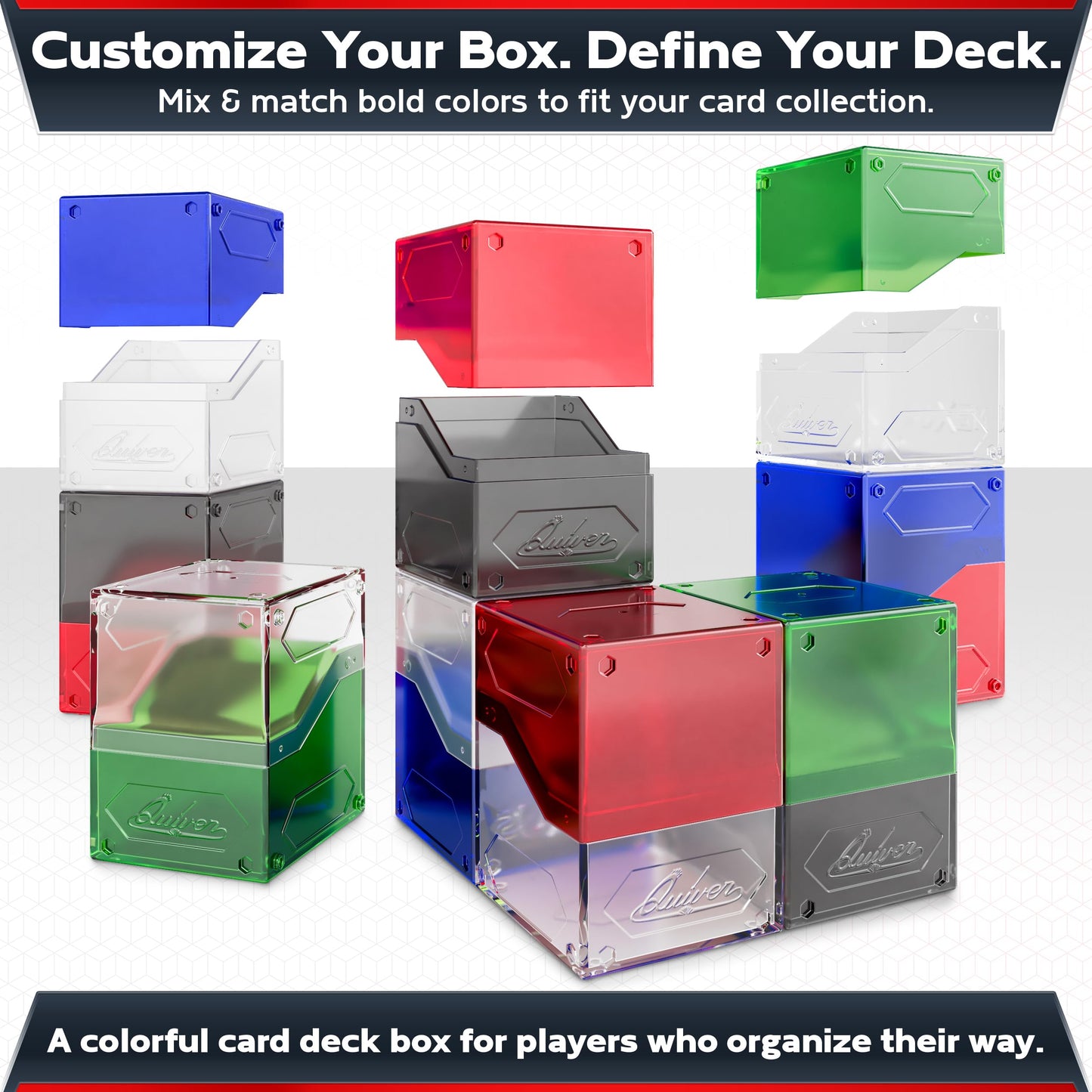 Quiver Time 360 Modular Nexus DeckBlock - Durable Stackable MTG Deck Box for Commander fits 100+ Cards | Stylish 100 Card Deck B
