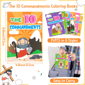 Japbor The Ten Commandments Coloring Books - 24Pcs Christian Coloring Books Bulk 10 Commandments Crafts For Kids, Religious Part