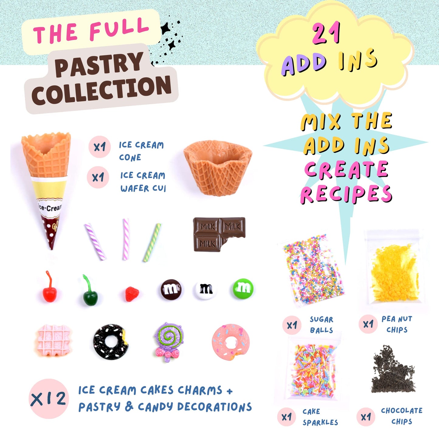 Toysbutty Butter Slime Kit For Girls, 12 Color Soft Scented Slime Ice Cream Making Set With 21 Slime Accessories In Gift Box, In